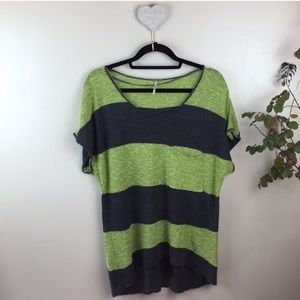 FREE PEOPLE Green and Charcoal Knit Top Size XS